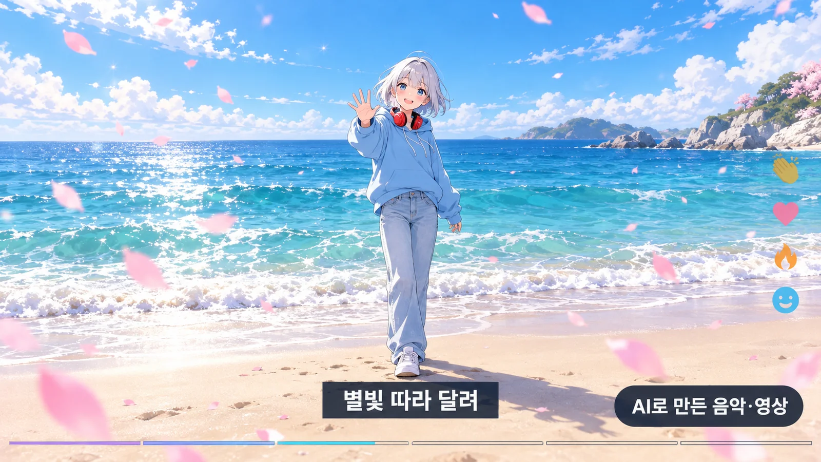 큰 화면 상영: 컷 8과 가사 자막